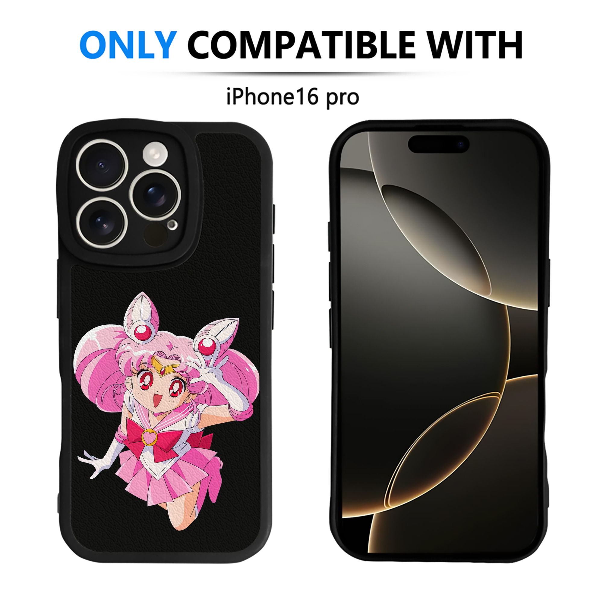（画像用） 美少女戦士セーラームーン ちびうさ Sailor Moon Chibiusa Tsukino Usagi Small Lady Serenity 【iPhone 16シリーズ対応】シリコンスマホケース（レザー調） 材質：シリコン